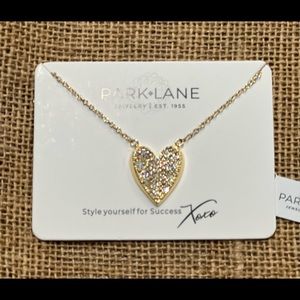 CZ encrusted sold tone heart necklace
